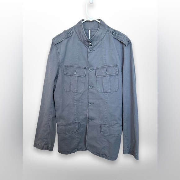 Men’s Fossil Collared Utility Jacket in Dusty Blue, Size Medium - Picture 1 of 8